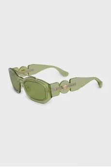 Green sunglasses with clear frames