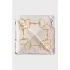 Beige silk scarf with signature print