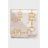 Beige silk scarf with signature print