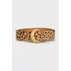 Wide pony skin belt with print