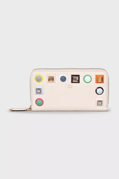 Beige studded wallet