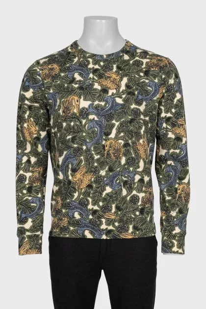Men's green printed long sleeve shirt