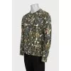 Men's green printed long sleeve shirt
