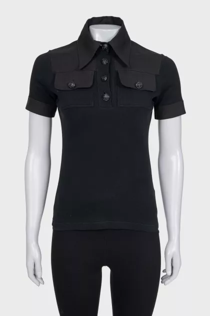 Straight T-shirt with patch pockets