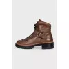 Brown leather boots