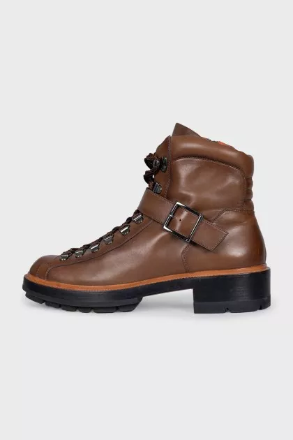Brown leather boots