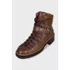 Brown leather boots