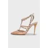 Rockstud patent leather sandals
