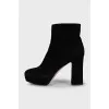 Suede ankle boots with a stable heel