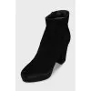 Suede ankle boots with a stable heel
