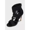 Knitted sandals with a figured heel