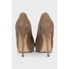 Suede open-toe heeled shoes