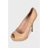 Textured leather open-toe shoes