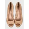 Textured leather open-toe shoes