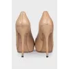 Textured leather open-toe shoes