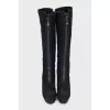 Black suede heeled boots