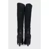 Black suede heeled boots