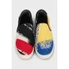 Printed textile slip-ons