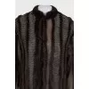 Straight-cut fur and leather jacket