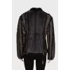 Straight-cut fur and leather jacket