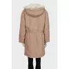 Beige parka with a wool hood