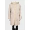 Beige parka with a wool hood