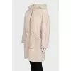 Beige parka with a wool hood