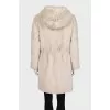 Beige parka with a wool hood