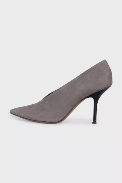 Suede pointed toe heeled shoes