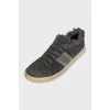 Insulated suede sneakers with decor