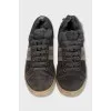 Insulated suede sneakers with decor