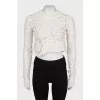 Knitted cropped sweater in white
