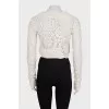 Knitted cropped sweater in white
