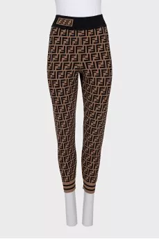 Brown leggings with signature monogram