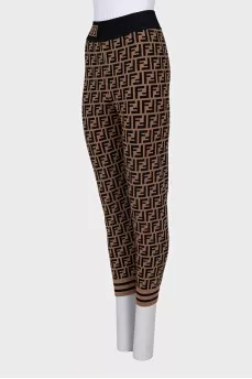 Brown leggings with signature monogram