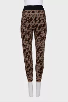 Brown leggings with signature monogram