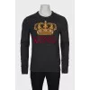Men's cashmere and wool jumper with print