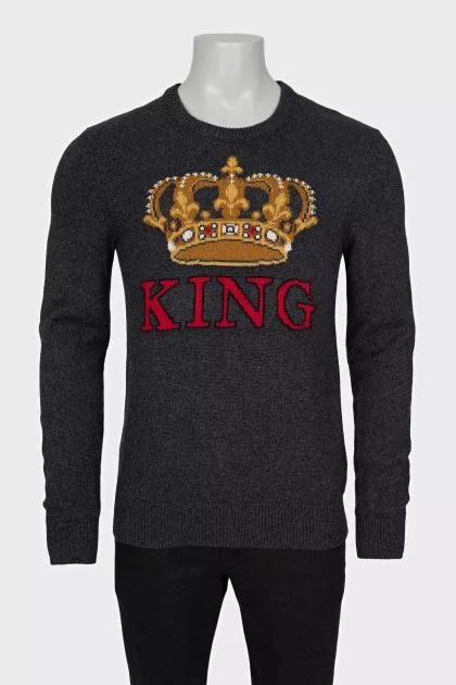 Men's cashmere and wool jumper with print