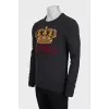 Men's cashmere and wool jumper with print
