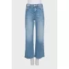 Wide-leg cropped distressed jeans