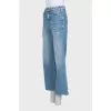 Wide-leg cropped distressed jeans