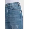 Wide-leg cropped distressed jeans