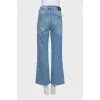 Wide-leg cropped distressed jeans