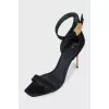Suede sandals with gold stiletto heels