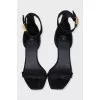 Suede sandals with gold stiletto heels