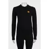 Wool jumper with branded patch