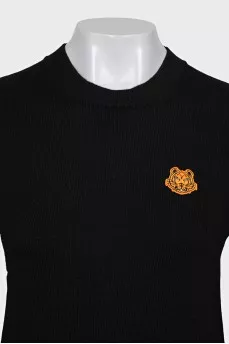 Wool jumper with branded patch