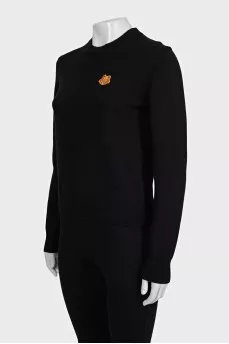 Wool jumper with branded patch