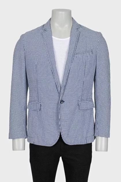 Men's single-breasted plaid jacket