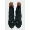 Suede ankle boots with patent leather inserts